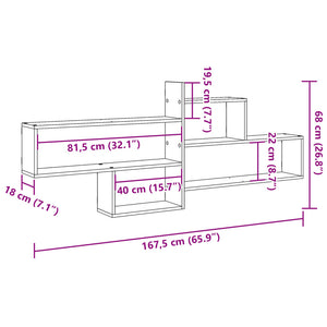 vidaXL Wall Shelf Grey Sonoma 167.5x18x68 cm Engineered Wood