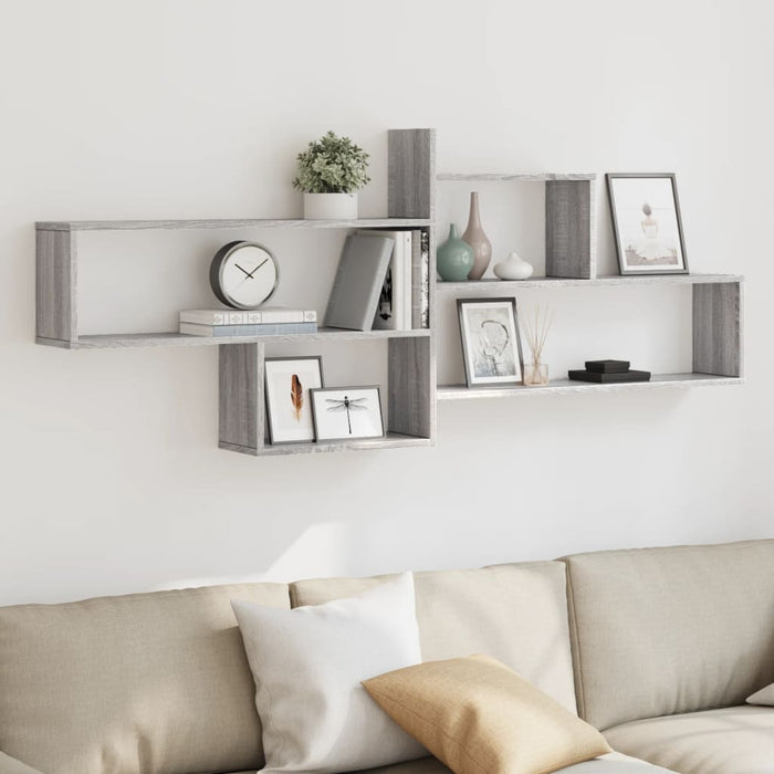 vidaXL Wall Shelf Grey Sonoma 167.5x18x68 cm Engineered Wood