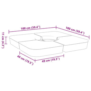 vidaXL 4 Piece Parasol Base Set for Cross Stand Parasol 100 kg PP