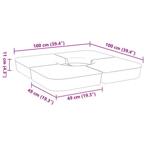 vidaXL 4 Piece Parasol Base Set for Cross Stand Parasol 100 kg PP