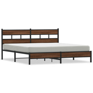 vidaXL Metal Bed Frame without Mattress Brown Oak 183x213 cm