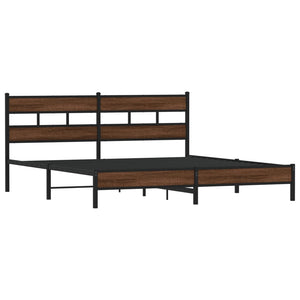 vidaXL Metal Bed Frame without Mattress Brown Oak 183x213 cm