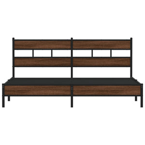 vidaXL Metal Bed Frame without Mattress Brown Oak 183x213 cm