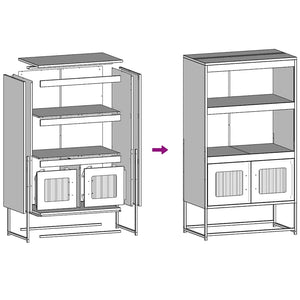 vidaXL Highboard Pink 68x39x123 cm Steel