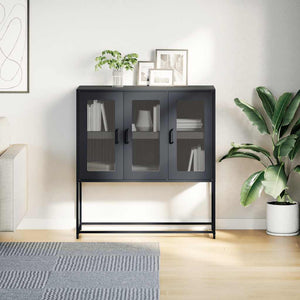 vidaXL Sideboard Black 100.5x39x107 cm Cold-rolled Steel