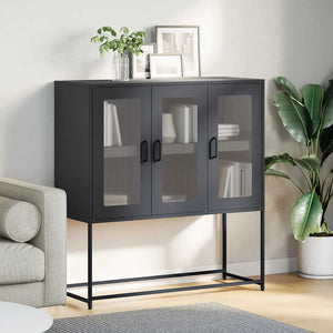 vidaXL Sideboard Black 100.5x39x107 cm Cold-rolled Steel