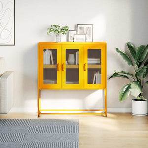 vidaXL Sideboard Mustard Yellow 100.5x39x107 cm Cold-rolled Steel