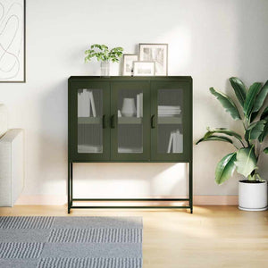 vidaXL Sideboard Olive Green 100.5x39x107 cm Cold-rolled Steel