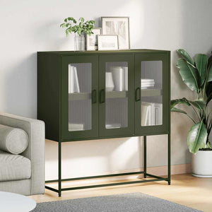 vidaXL Sideboard Olive Green 100.5x39x107 cm Cold-rolled Steel