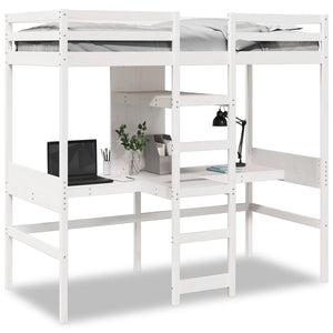 vidaXL Loft Bed Frame without Mattress White 80x200cm Solid Wood Pine