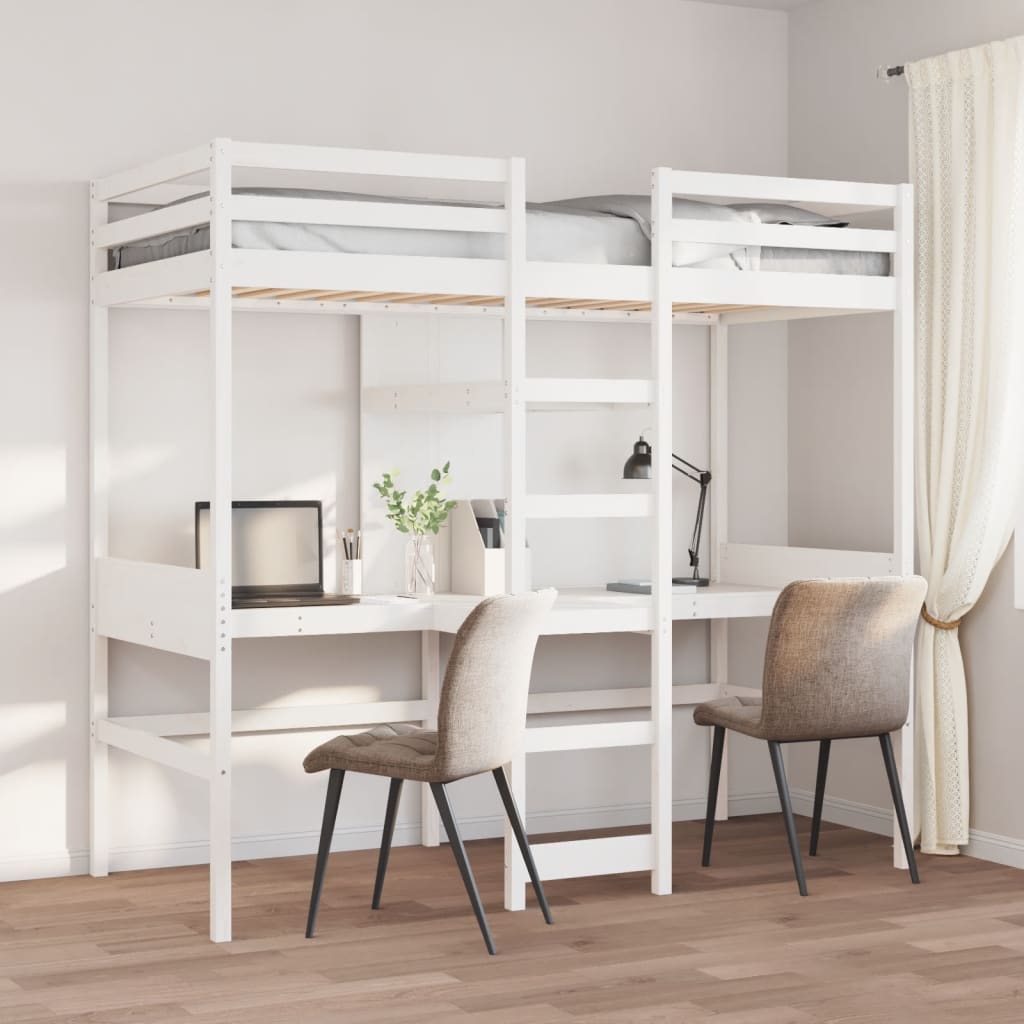 vidaXL Loft Bed Frame without Mattress White 80x200cm Solid Wood Pine