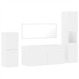 vidaXL 4 Piece Bathroom Furniture Set White Engineered Wood