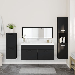 vidaXL 4 Piece Bathroom Furniture Set Black Engineered Wood