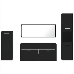 vidaXL 4 Piece Bathroom Furniture Set Black Engineered Wood