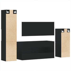 vidaXL 4 Piece Bathroom Furniture Set Black Engineered Wood