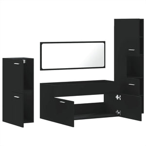 vidaXL 4 Piece Bathroom Furniture Set Black Engineered Wood