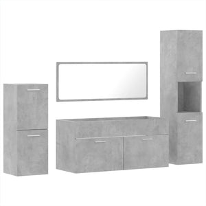 vidaXL 4 Piece Bathroom Furniture Set Concrete Grey Engineered Wood