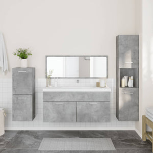 vidaXL 4 Piece Bathroom Furniture Set Concrete Grey Engineered Wood