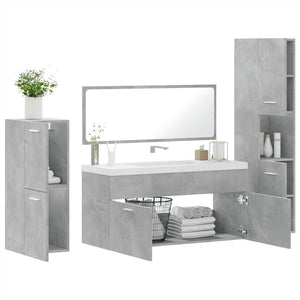 vidaXL 4 Piece Bathroom Furniture Set Concrete Grey Engineered Wood