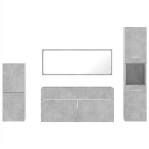 vidaXL 4 Piece Bathroom Furniture Set Concrete Grey Engineered Wood