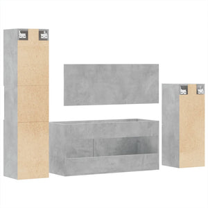 vidaXL 4 Piece Bathroom Furniture Set Concrete Grey Engineered Wood