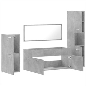 vidaXL 4 Piece Bathroom Furniture Set Concrete Grey Engineered Wood