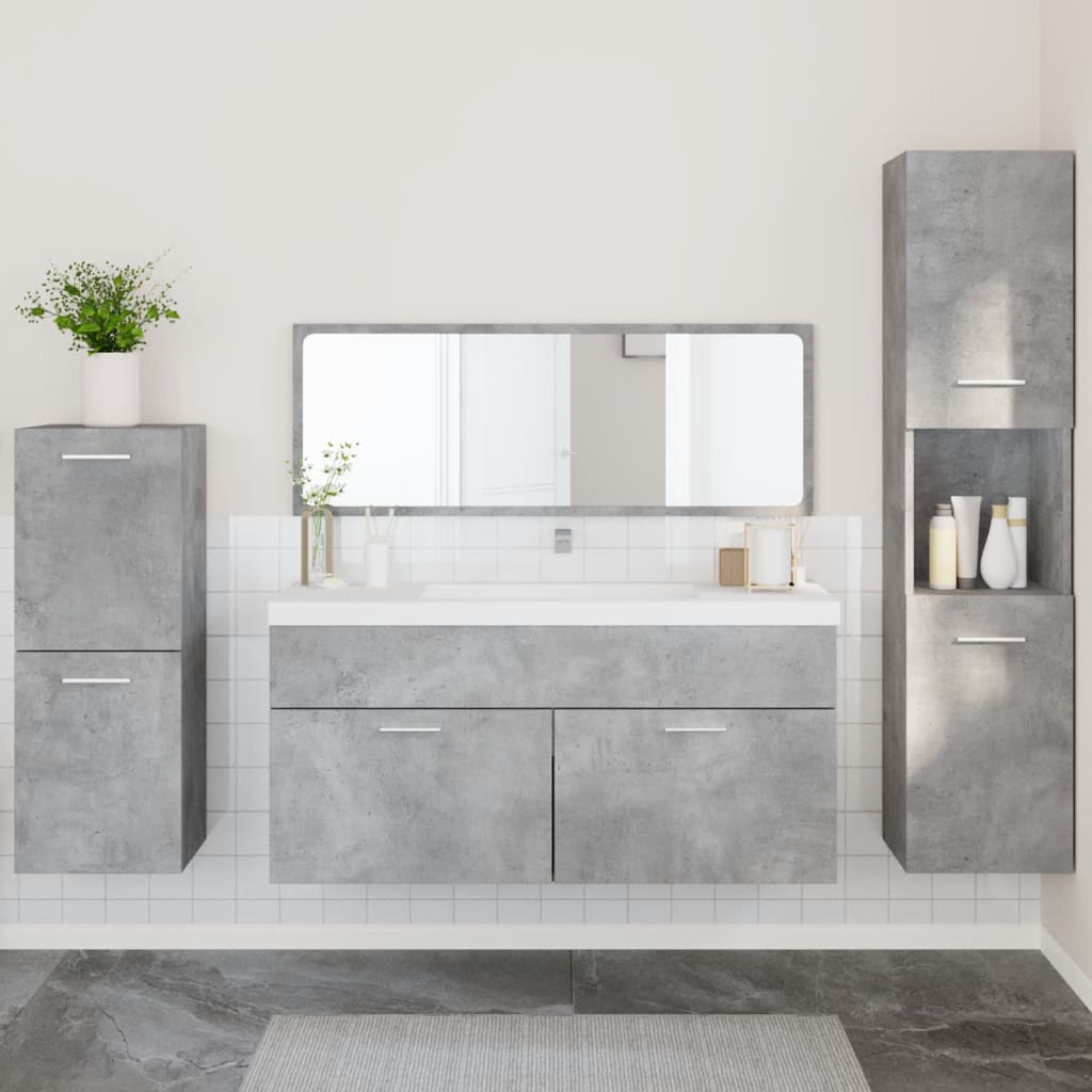 vidaXL 4 Piece Bathroom Furniture Set Concrete Grey Engineered Wood