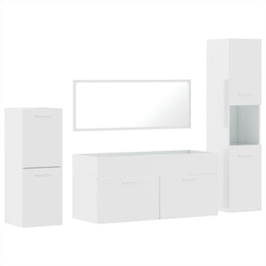 vidaXL 4 Piece Bathroom Furniture Set High Gloss White Engineered Wood