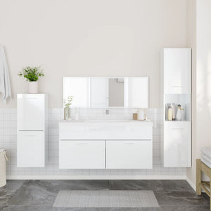 vidaXL 4 Piece Bathroom Furniture Set High Gloss White Engineered Wood