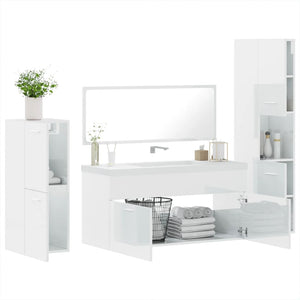 vidaXL 4 Piece Bathroom Furniture Set High Gloss White Engineered Wood