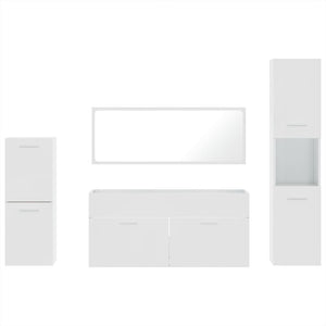 vidaXL 4 Piece Bathroom Furniture Set High Gloss White Engineered Wood