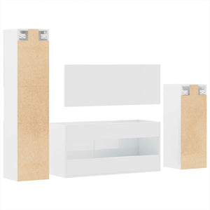 vidaXL 4 Piece Bathroom Furniture Set High Gloss White Engineered Wood