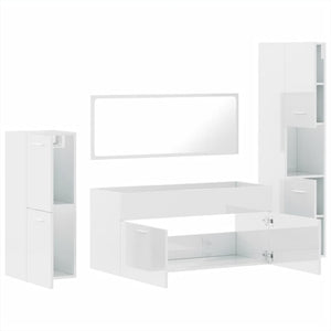 vidaXL 4 Piece Bathroom Furniture Set High Gloss White Engineered Wood