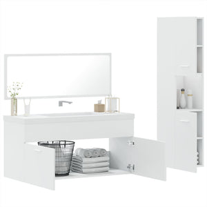 vidaXL 3 Piece Bathroom Furniture Set White Engineered Wood