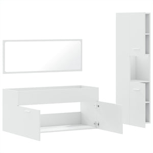 vidaXL 3 Piece Bathroom Furniture Set White Engineered Wood