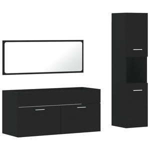 vidaXL 3 Piece Bathroom Furniture Set Black Engineered Wood