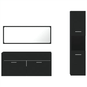 vidaXL 3 Piece Bathroom Furniture Set Black Engineered Wood