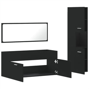 vidaXL 3 Piece Bathroom Furniture Set Black Engineered Wood