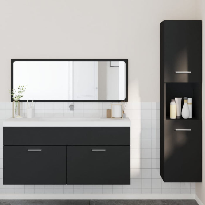 vidaXL 3 Piece Bathroom Furniture Set Black Engineered Wood