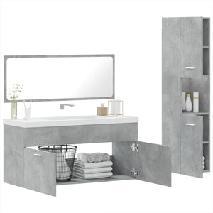 vidaXL 3 Piece Bathroom Furniture Set Concrete Grey Engineered Wood