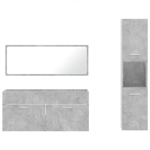 vidaXL 3 Piece Bathroom Furniture Set Concrete Grey Engineered Wood