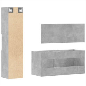 vidaXL 3 Piece Bathroom Furniture Set Concrete Grey Engineered Wood