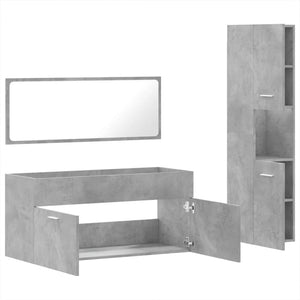 vidaXL 3 Piece Bathroom Furniture Set Concrete Grey Engineered Wood