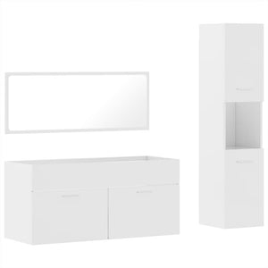 vidaXL 3 Piece Bathroom Furniture Set High Gloss White Engineered Wood