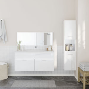 vidaXL 3 Piece Bathroom Furniture Set High Gloss White Engineered Wood