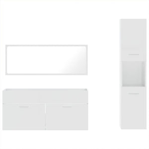 vidaXL 3 Piece Bathroom Furniture Set High Gloss White Engineered Wood