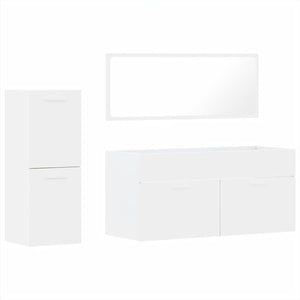 vidaXL 3 Piece Bathroom Furniture Set White Engineered Wood