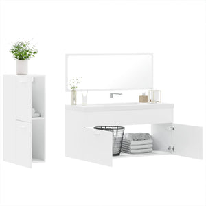 vidaXL 3 Piece Bathroom Furniture Set White Engineered Wood