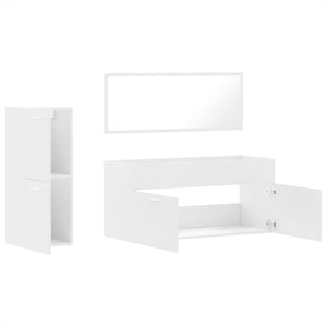 vidaXL 3 Piece Bathroom Furniture Set White Engineered Wood