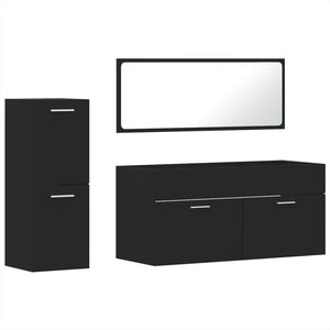 vidaXL 3 Piece Bathroom Furniture Set Black Engineered Wood